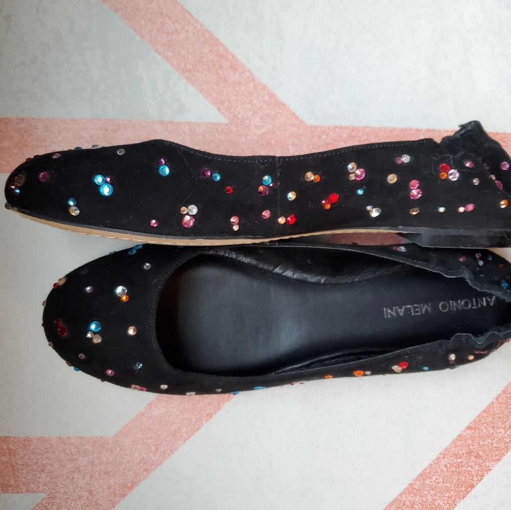 Antonio Melani Black Suede Flats Size 7